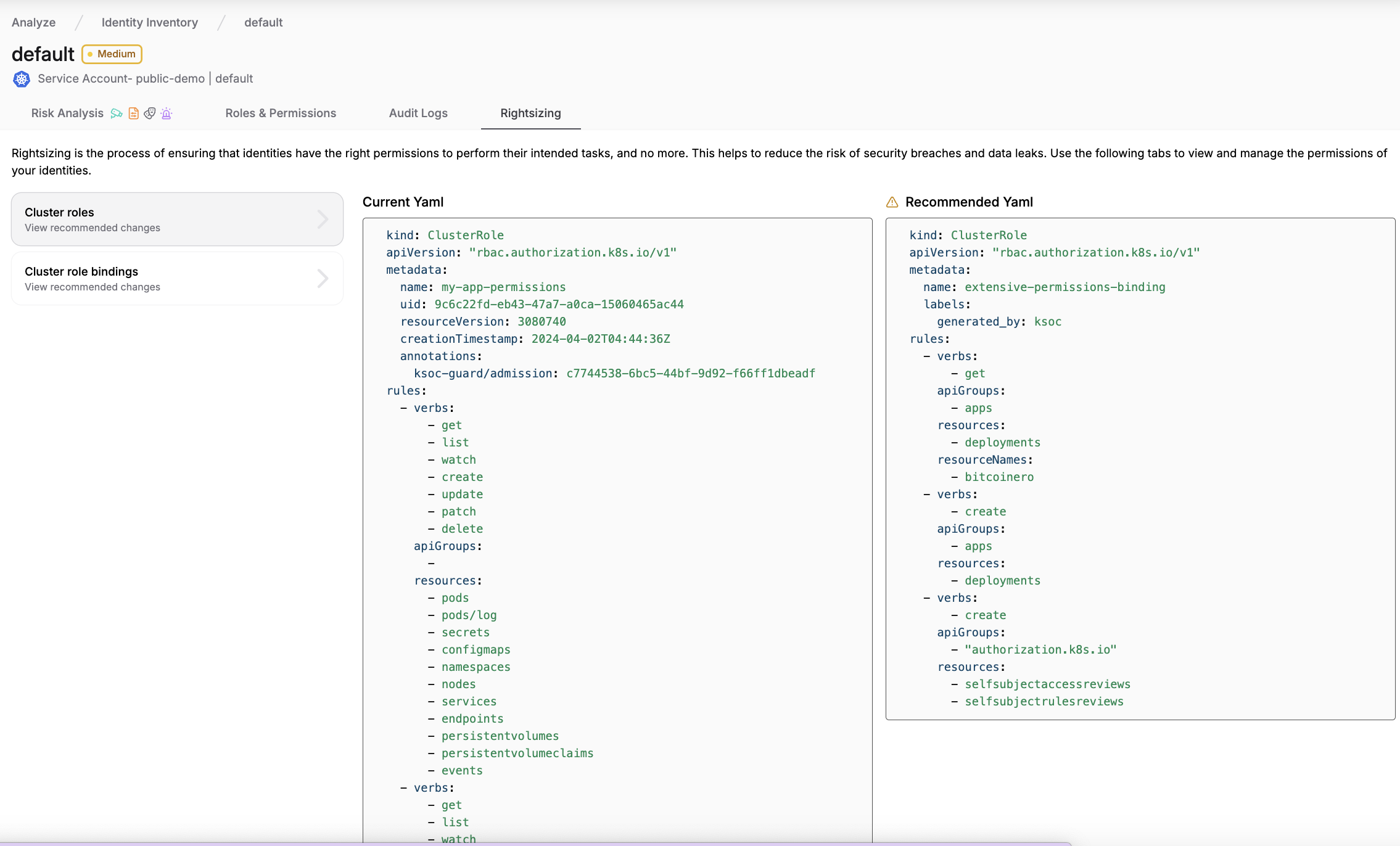 Kubernetes RBAC Right-size